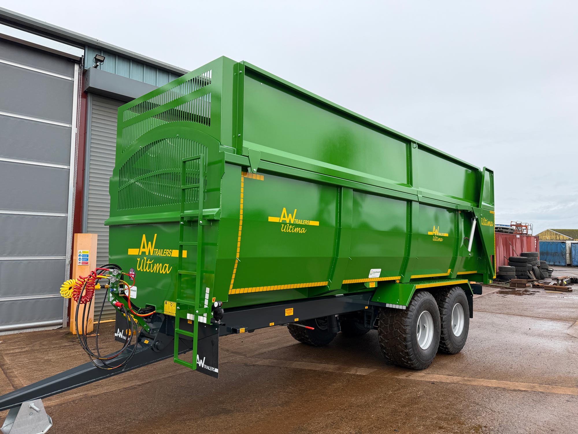 Big green trailer outside
