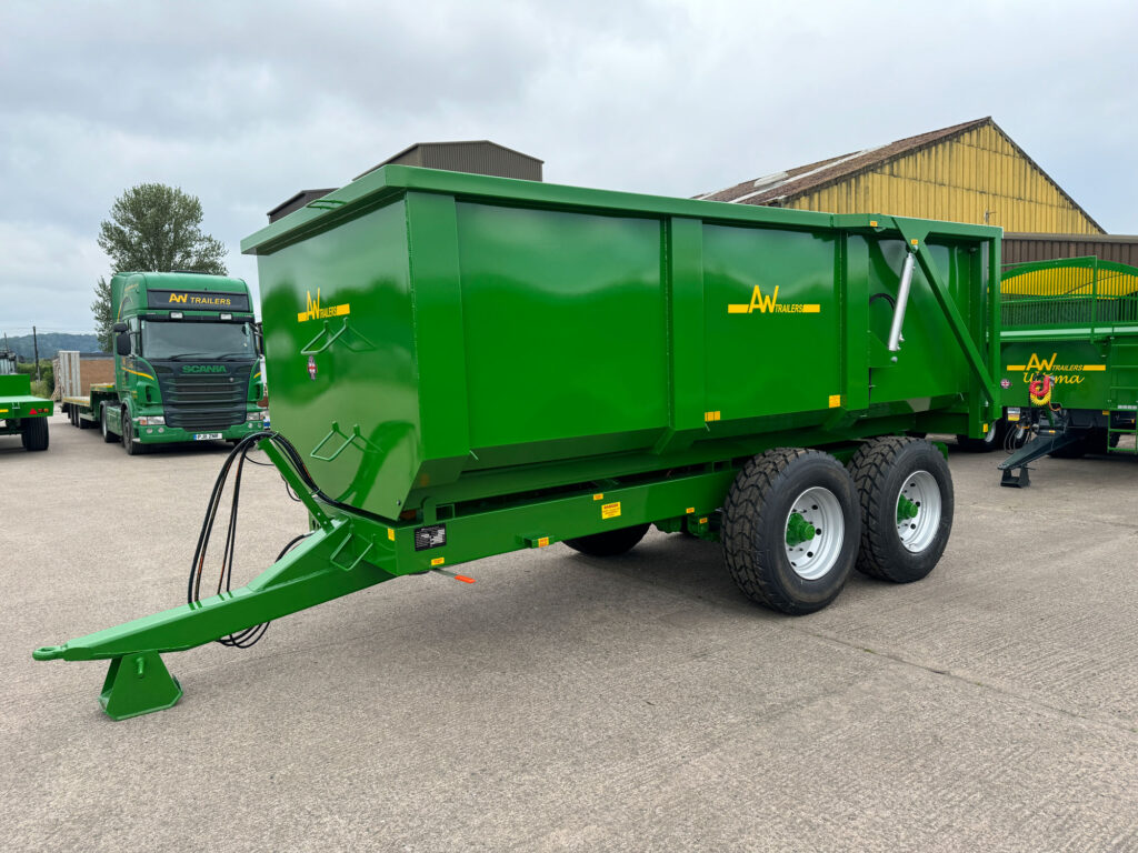 Green trailer in the factory