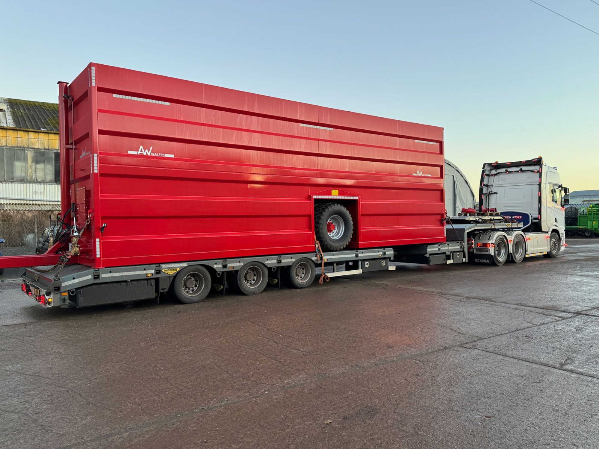 Red Nurse Tank trailer in carpark