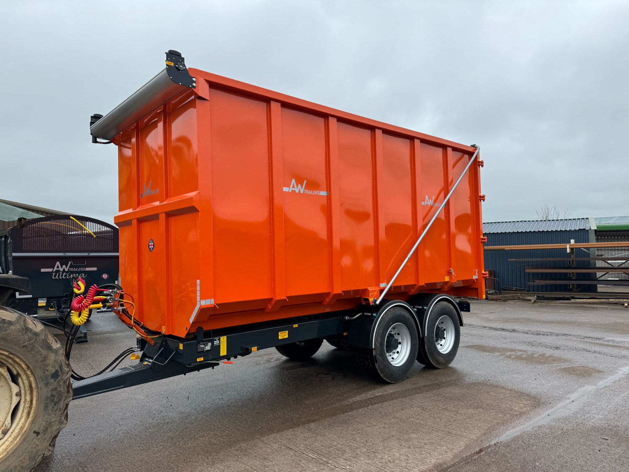Orange trailer in the factory