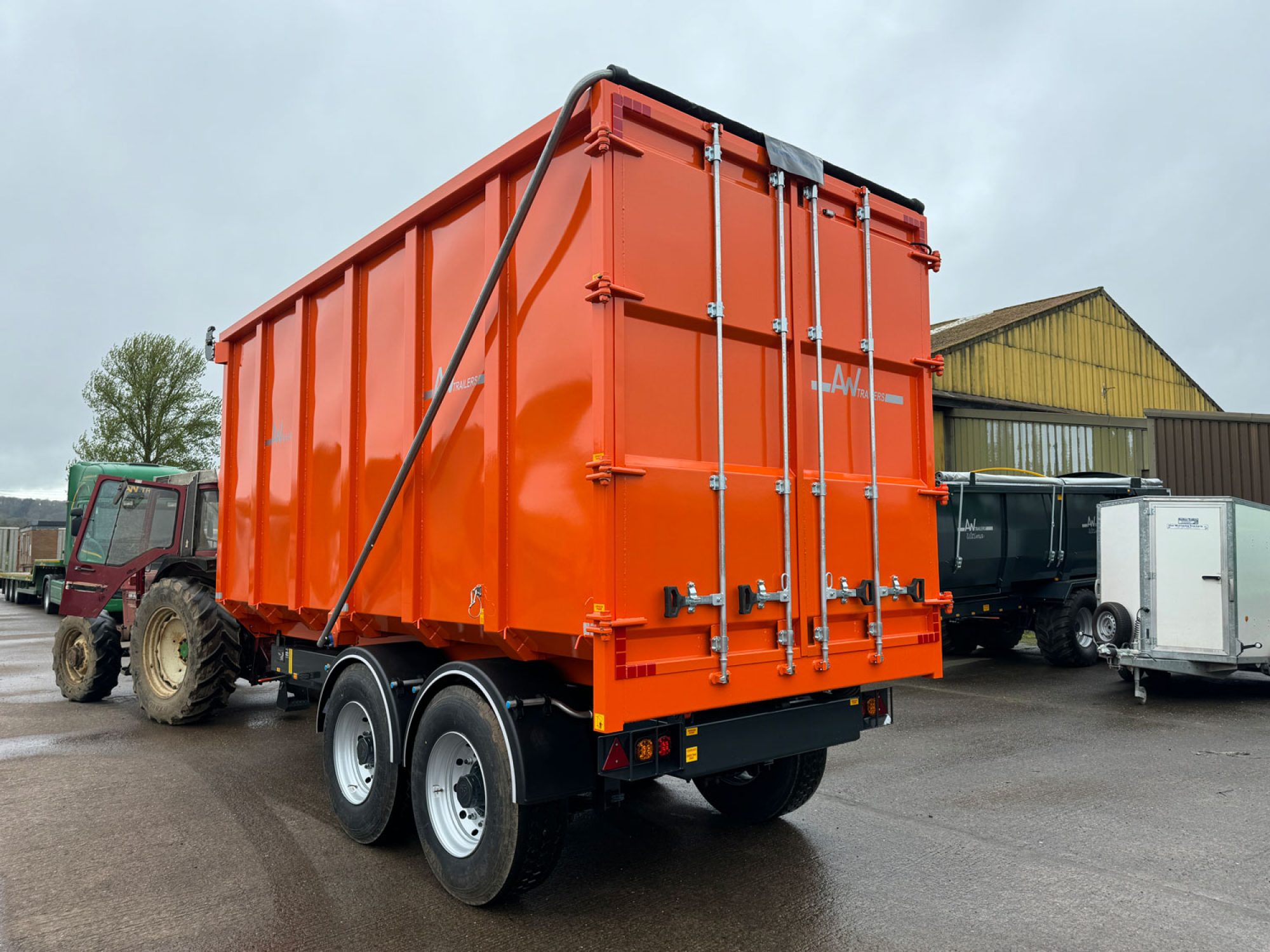 Orange trailer in the factory